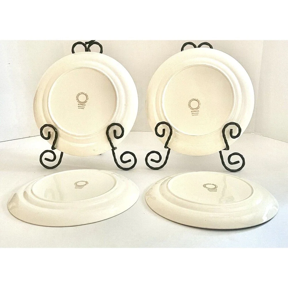 Set Of 4 Hall Luncheon plates in the 1940 Serenade pattern 9 Inch Gold Trim